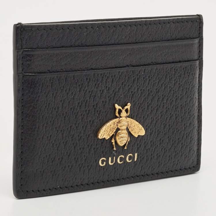Pre Owned Gucci Black Leather Animalier Card Holder