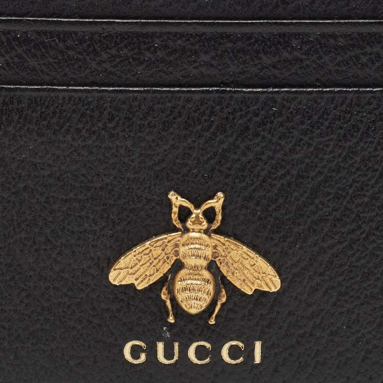 Pre Owned Gucci Black Leather Animalier Card Holder