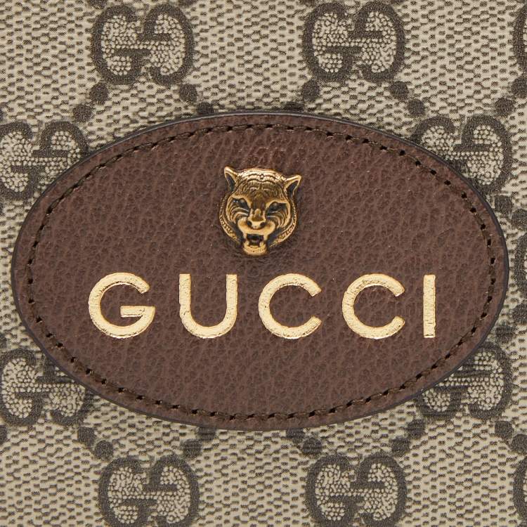 Pre Owned Gucci Beige GG Supreme Canvas and Leather Bifold Wallet