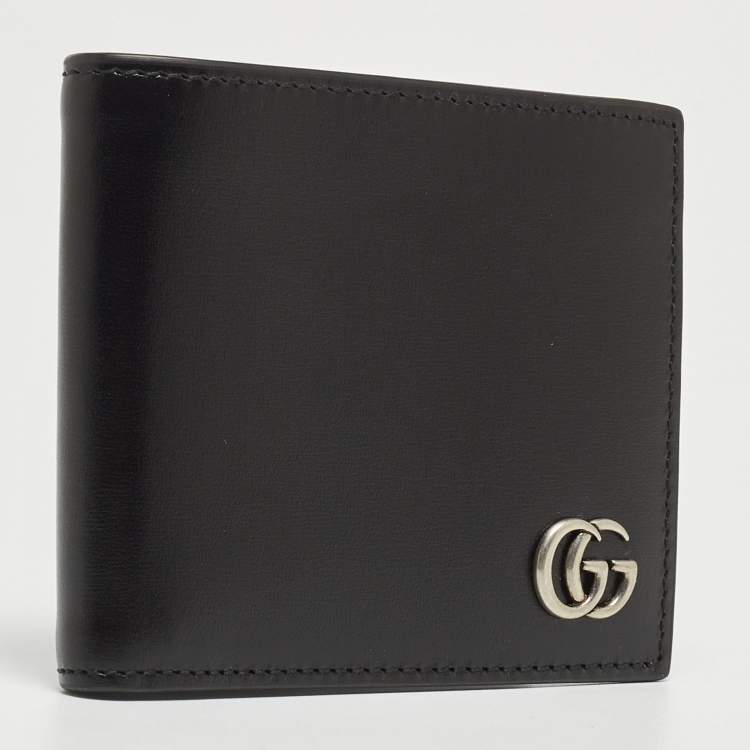 Pre Owned Gucci Black Leather GG Marmont Bifold Wallet