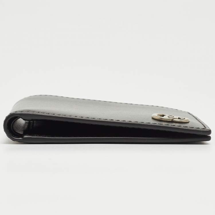 Pre Owned Gucci Black Leather GG Marmont Bifold Wallet