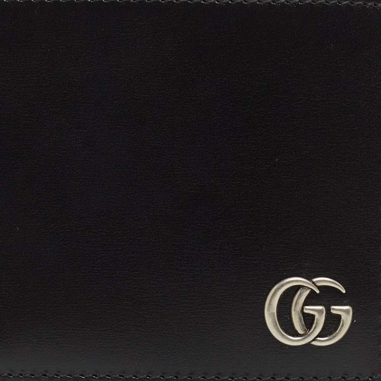 Pre Owned Gucci Black Leather GG Marmont Bifold Wallet