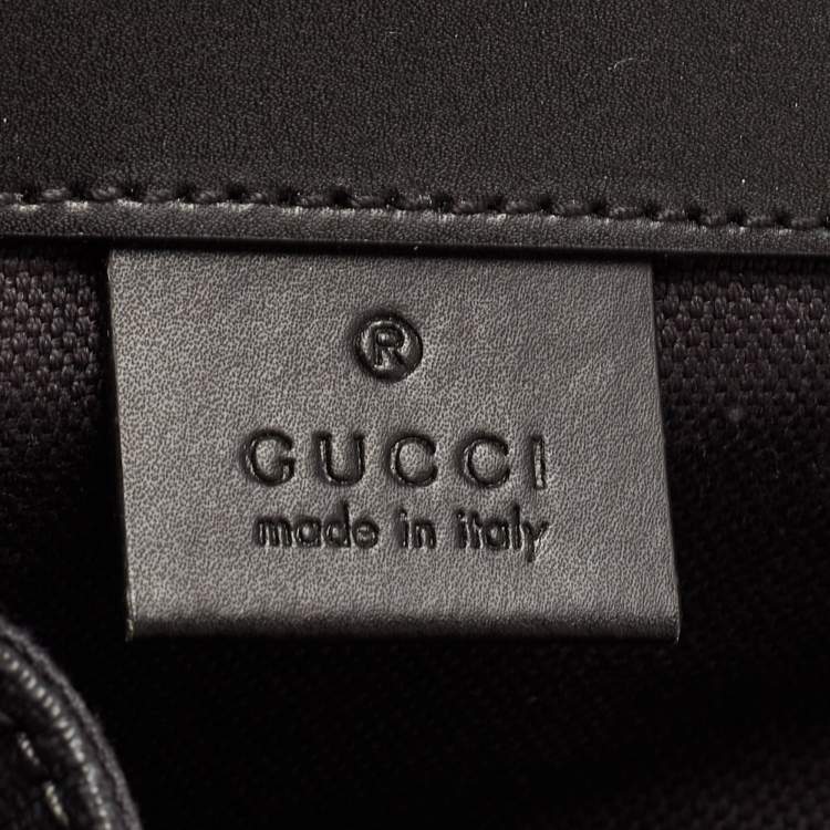 Pre Owned Gucci Black GG Supreme Canvas and Leather Web Backpack