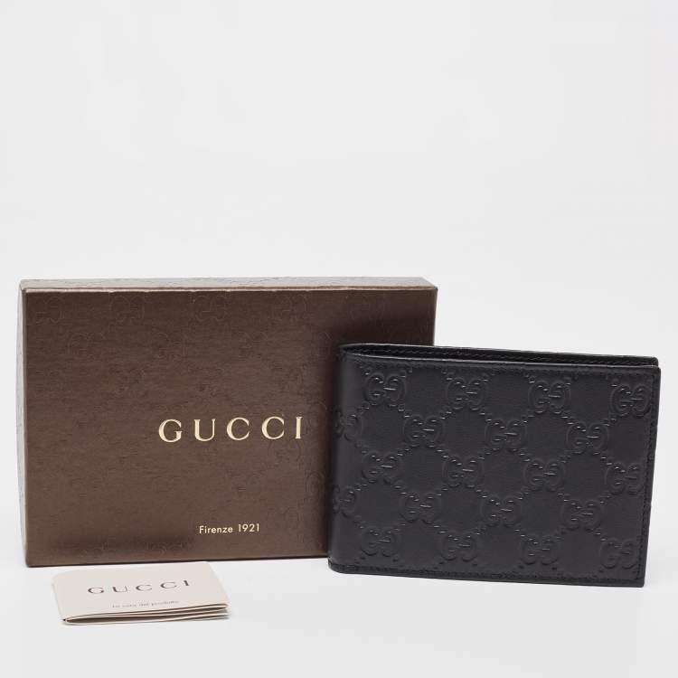 مملوكة مسبقًا Gucci Black Guccissima Leather Bifold Wallet