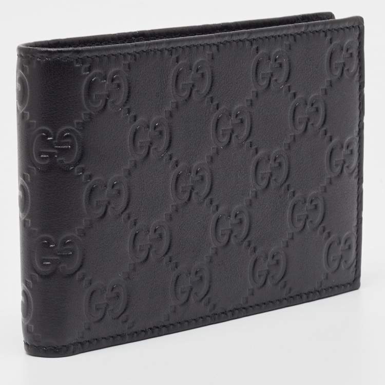 مملوكة مسبقًا Gucci Black Guccissima Leather Bifold Wallet