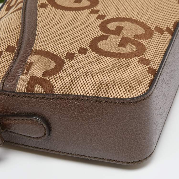 مملوكة مسبقًا Gucci Beige/Brown Jumbo GG Canvas and Leather Mesenger Bag