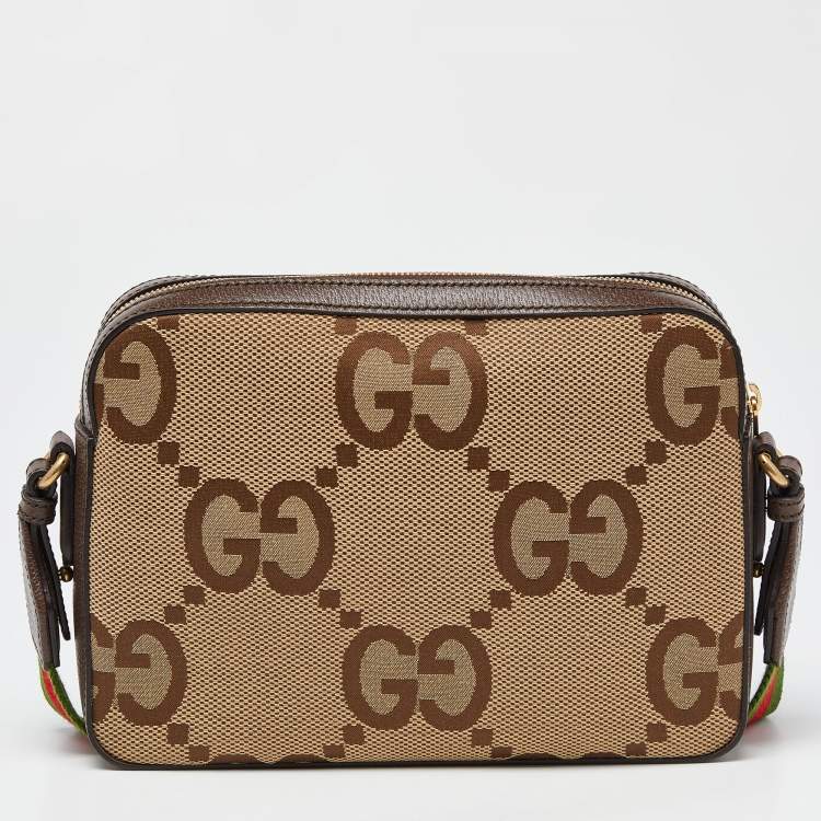مملوكة مسبقًا Gucci Beige/Brown Jumbo GG Canvas and Leather Mesenger Bag