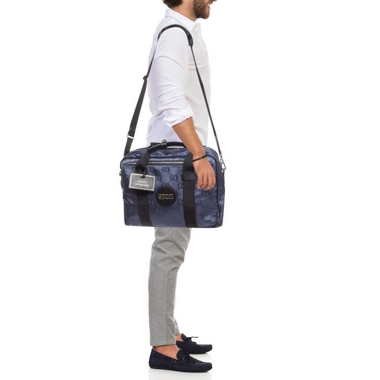 Pre Owned Gucci Blue GG Nylon Off The Grid Briefcase
