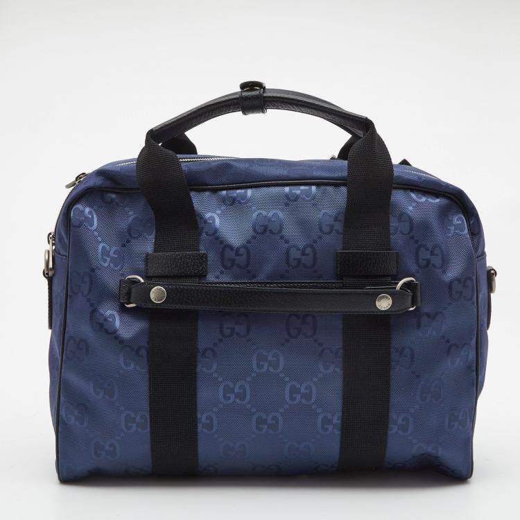Pre Owned Gucci Blue GG Nylon Off The Grid Briefcase