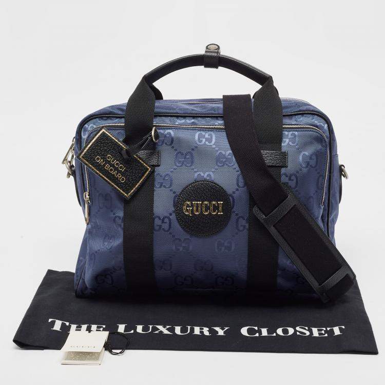 Pre Owned Gucci Blue GG Nylon Off The Grid Briefcase