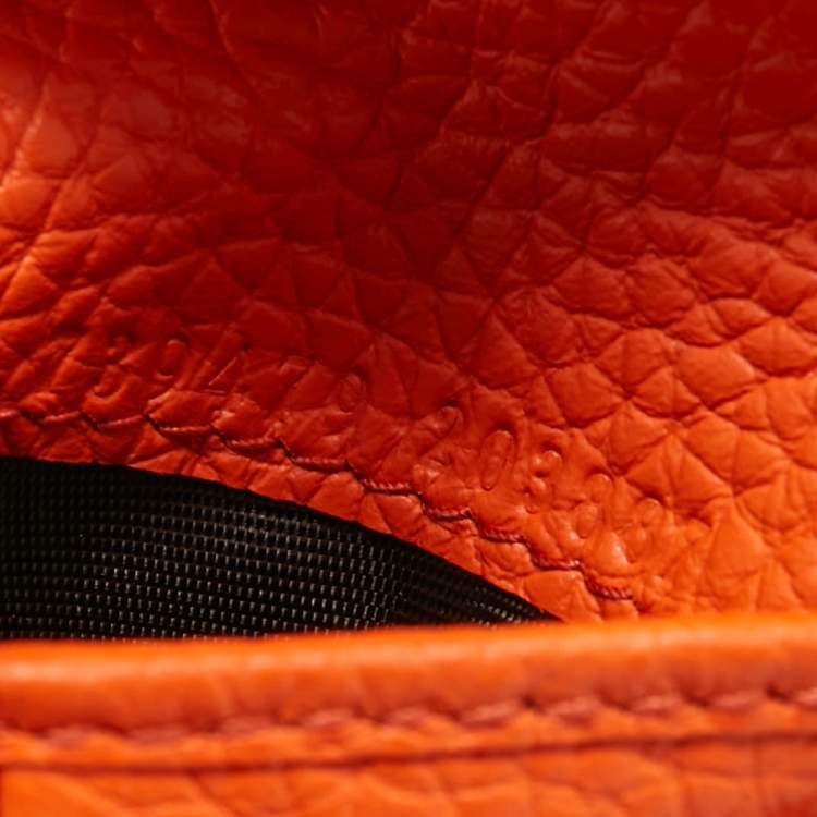 Pre Owned Gucci Orange Jumbo GG Leather Coin Bifold Wallet