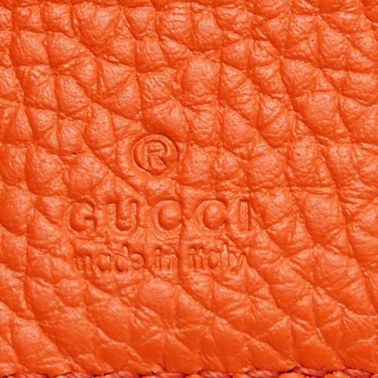 Pre Owned Gucci Orange Jumbo GG Leather Coin Bifold Wallet