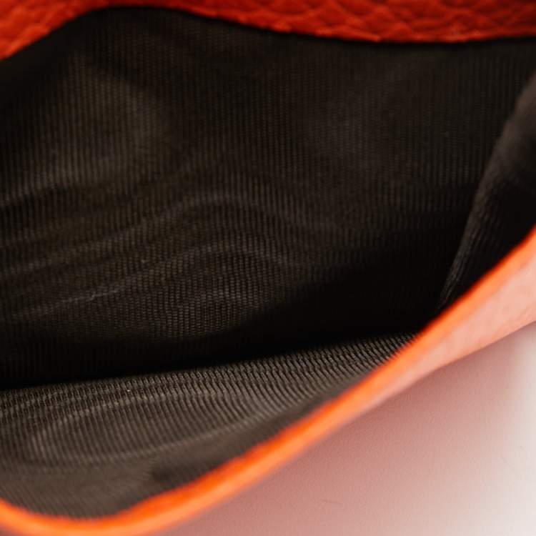 Pre Owned Gucci Orange Jumbo GG Leather Coin Bifold Wallet