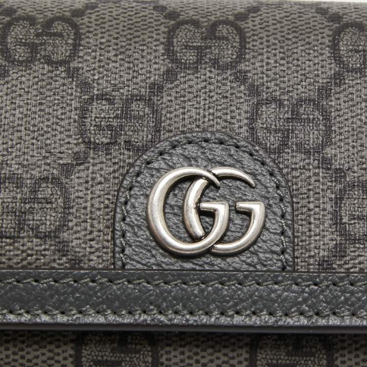 Pre Owned Gucci Grey GG Supreme Canvas and Leather Ophidia Business Card Holder