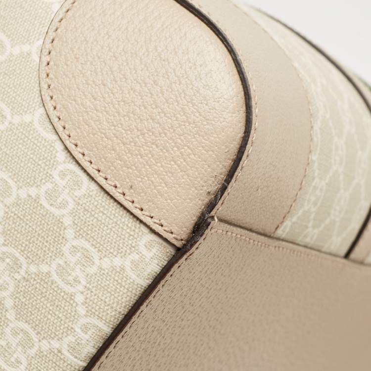 مملوكة مسبقًا Gucci Beige/Off White GG Supreme Canvas Medium Web Savoy Duffle Bag