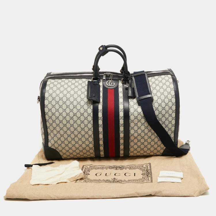 مملوكة مسبقًا Gucci Blue/Beige GG Supreme Canvas Maxi Savoy Duffle Bag