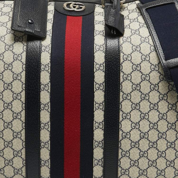 مملوكة مسبقًا Gucci Blue/Beige GG Supreme Canvas Maxi Savoy Duffle Bag