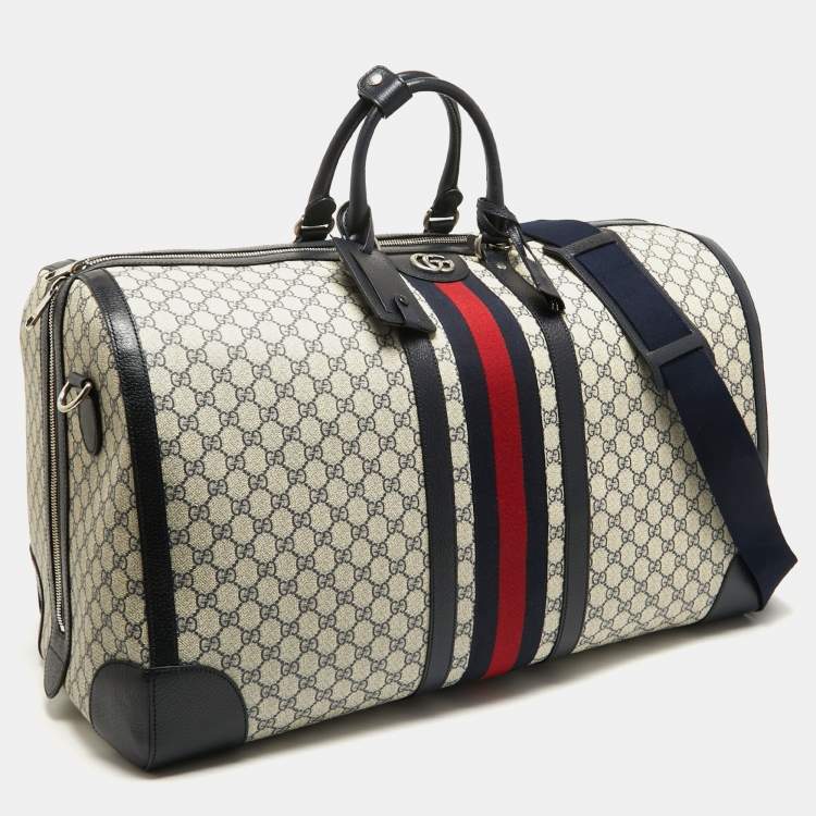 مملوكة مسبقًا Gucci Blue/Beige GG Supreme Canvas Maxi Savoy Duffle Bag