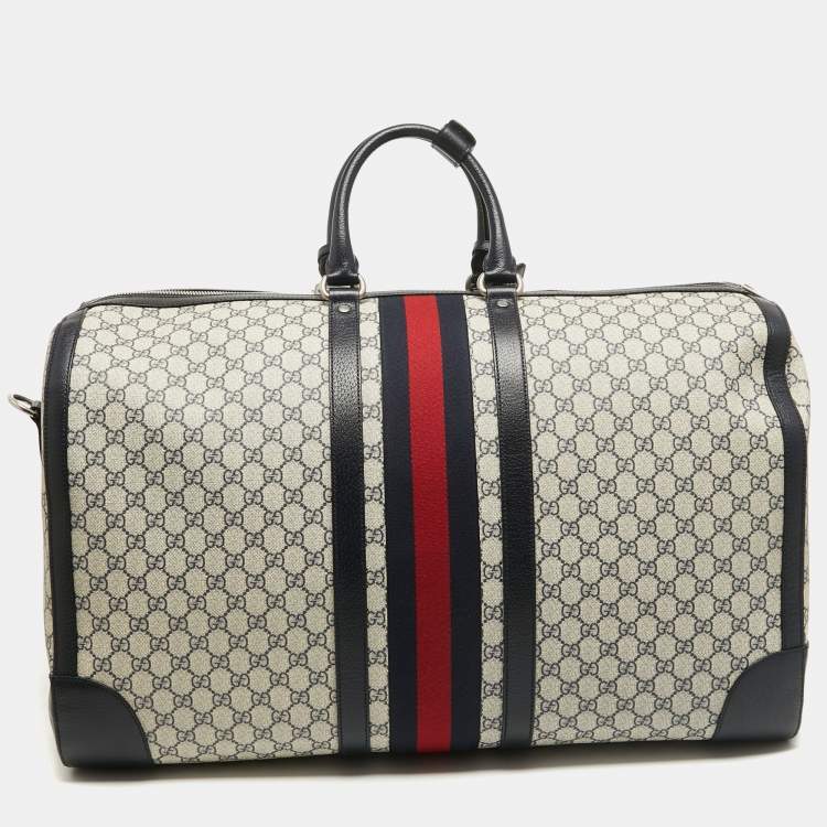 مملوكة مسبقًا Gucci Blue/Beige GG Supreme Canvas Maxi Savoy Duffle Bag