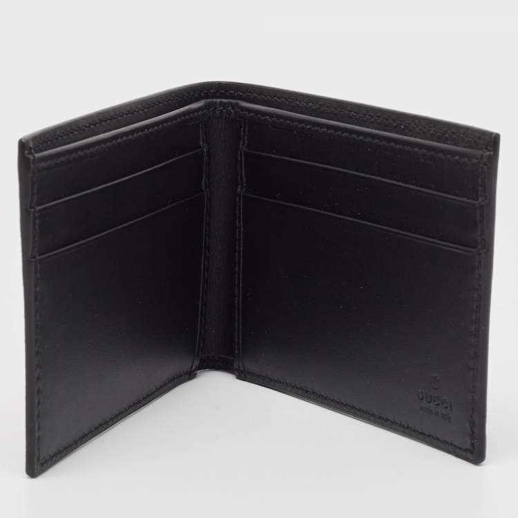 Pre Owned Gucci Black GG Supreme Canvas Kingsnake Print Bifold Wallet