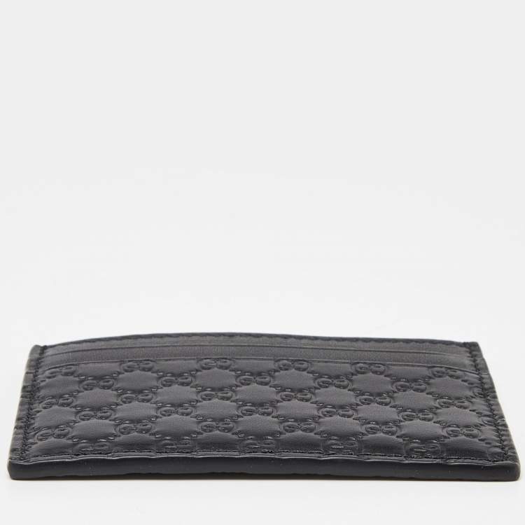 Pre Owned Gucci Black Microguccissima Leather Card Holder