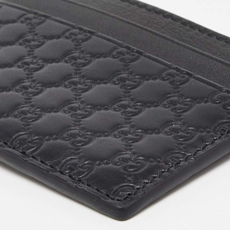 Pre Owned Gucci Black Microguccissima Leather Card Holder