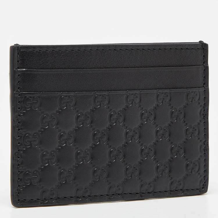 Pre Owned Gucci Black Microguccissima Leather Card Holder