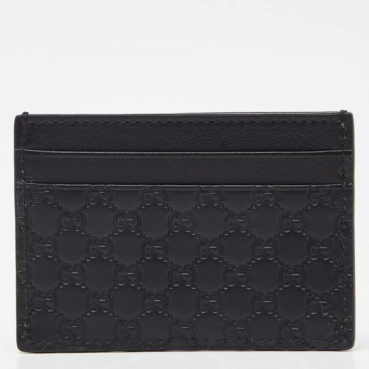 Pre Owned Gucci Black Microguccissima Leather Card Holder