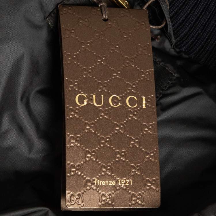 Pre Owned Gucci  Navy Blue Synthetic Sleeveless Quilted Down Jacket M