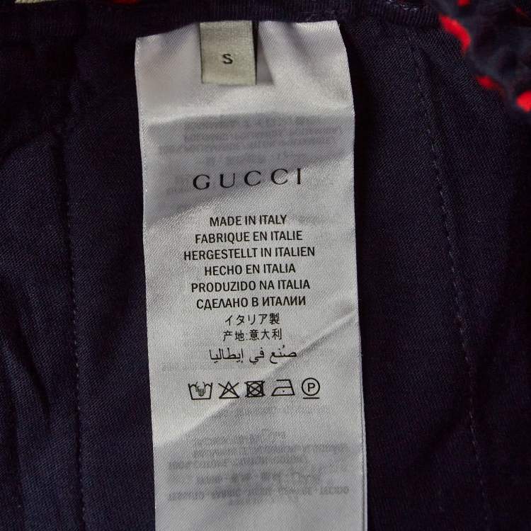 Pre Owned Gucci Navy Blue/Red GG Web Jacquard Knit Joggers S