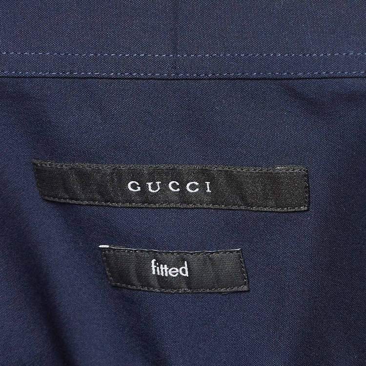 Pre Owned Gucci Caspian Blue Poplin Cotton Button Front Fitted Shirt L