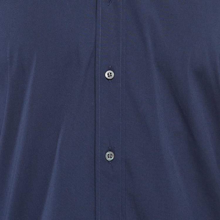 Pre Owned Gucci Caspian Blue Poplin Cotton Button Front Fitted Shirt L