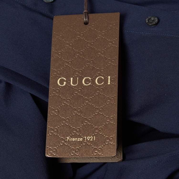 Pre Owned Gucci Caspian Blue Poplin Cotton Button Front Fitted Shirt L