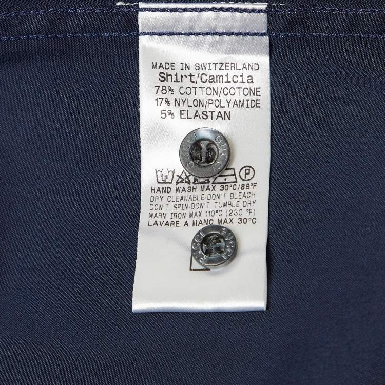 Pre Owned Gucci Caspian Blue Poplin Cotton Button Front Fitted Shirt L