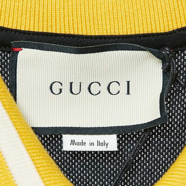 Pre Owned Gucci Black/Yellow Cotton Piquet Polo T-Shirt L