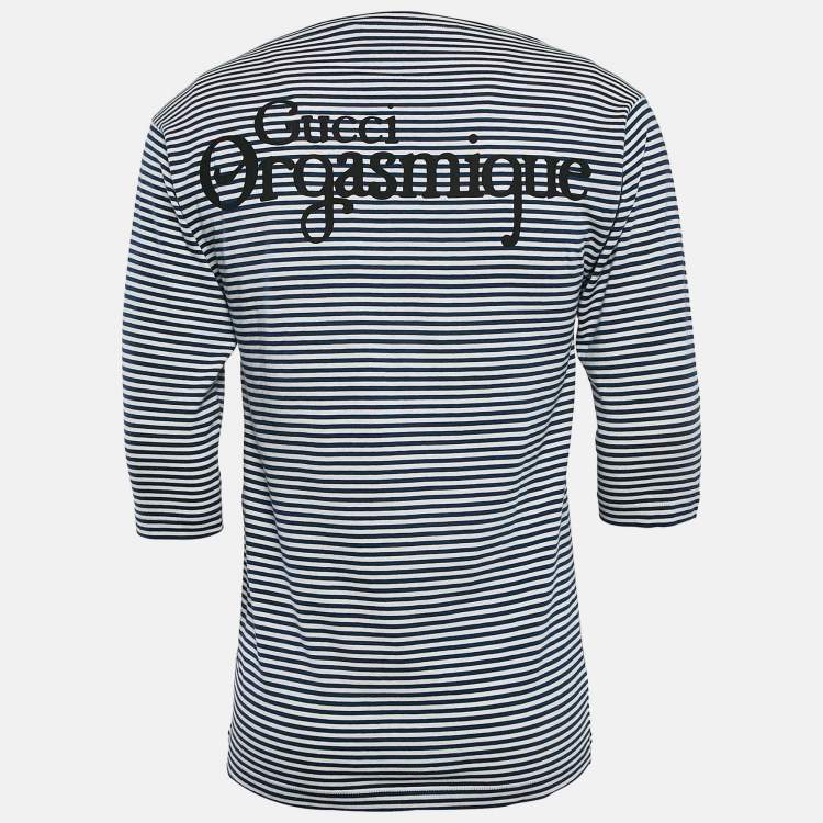 Gucci Blue/White Orgasmique Striped Cotton Basque T-Shirt S