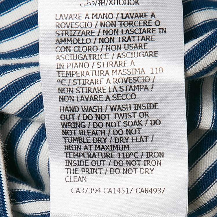 Pre Owned Gucci Blue/White Orgasmique Striped Cotton Basque T-Shirt S