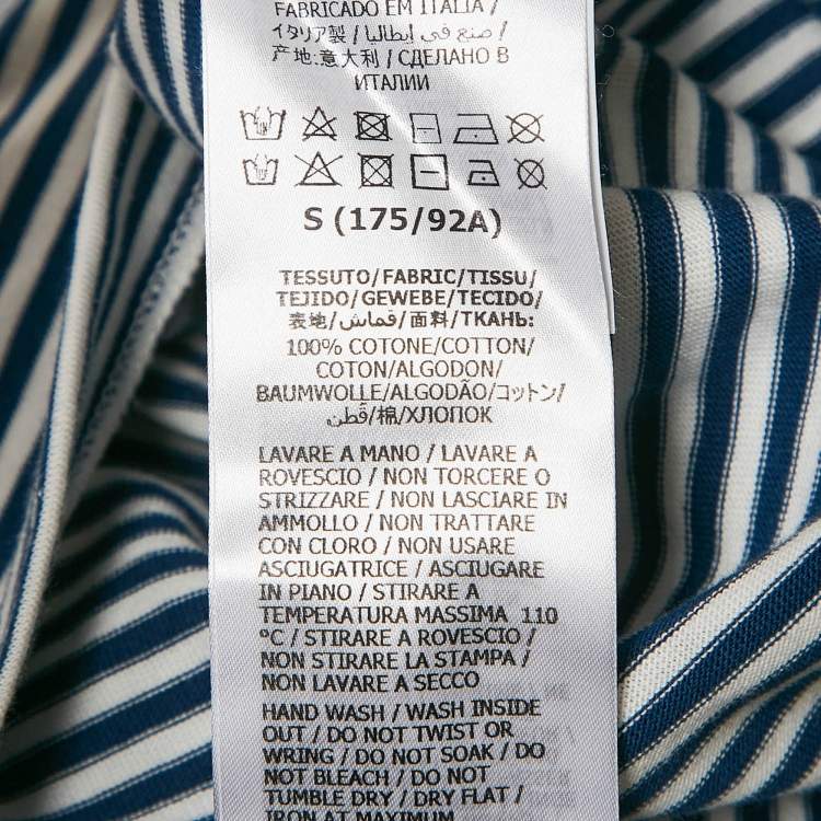Pre Owned Gucci Blue/White Orgasmique Striped Cotton Basque T-Shirt S