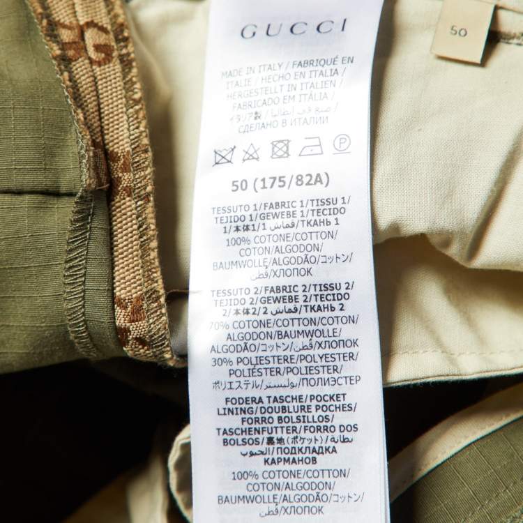 مملوكة مسبقًا Gucci Green Cotton GG Canvas Panelled Cargo Shorts L