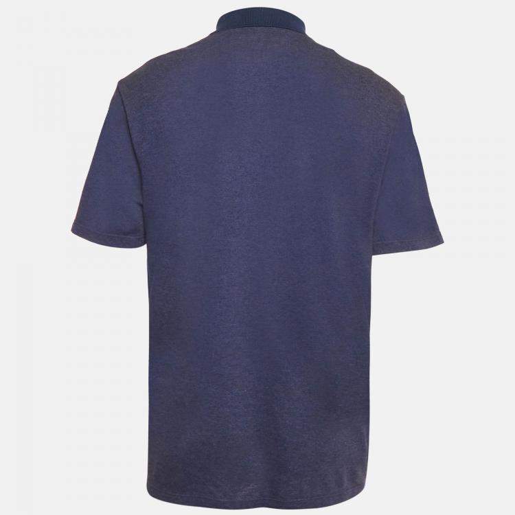 Pre Owned Gucci Blue Cotton Pique Slim Polo T-Shirt XXL