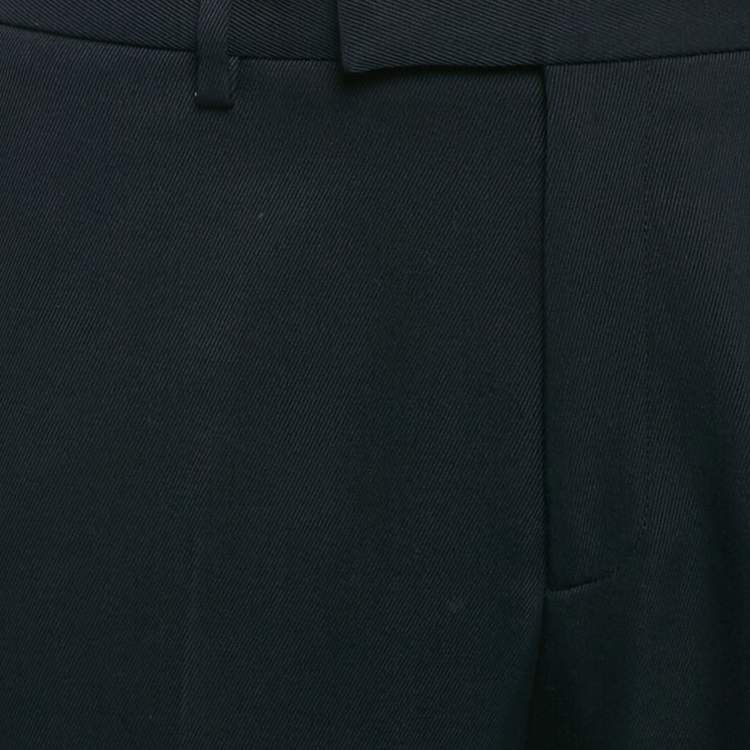 Pre Owned Gucci Navy Blue Cotton Drill Embroidered Detail Trousers M