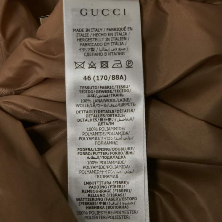 Pre Owned Gucci Camel Brown Brushed GG Flannel Wool Button Front Jacket S