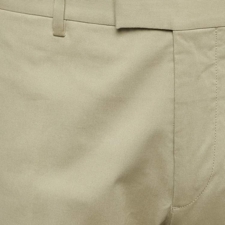 Pre Owned Gucci Beige Textured Cotton Regular Fit Trousers L