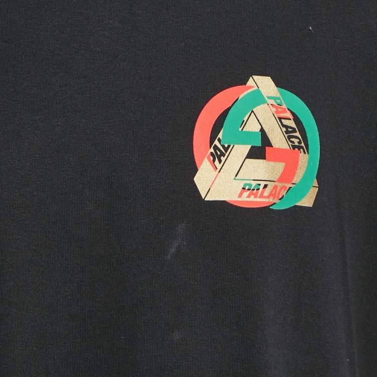 Pre Owned Gucci x Palace Black Logo Print Cotton Crew Neck T-Shirt S