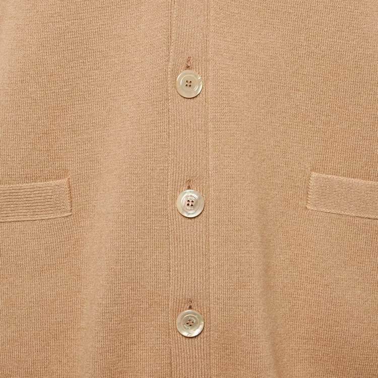 Pre Owned Gucci Camel Brown Cashmere Knit Button Front Cardigan M
