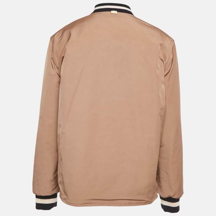 Pre Owned Gucci Blue/Beige Jumbo GG Canvas Reversible Jacket XXL