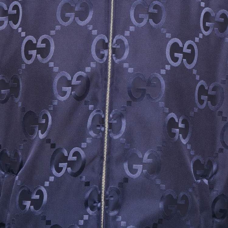 Pre Owned Gucci Blue/Beige Jumbo GG Canvas Reversible Jacket XXL