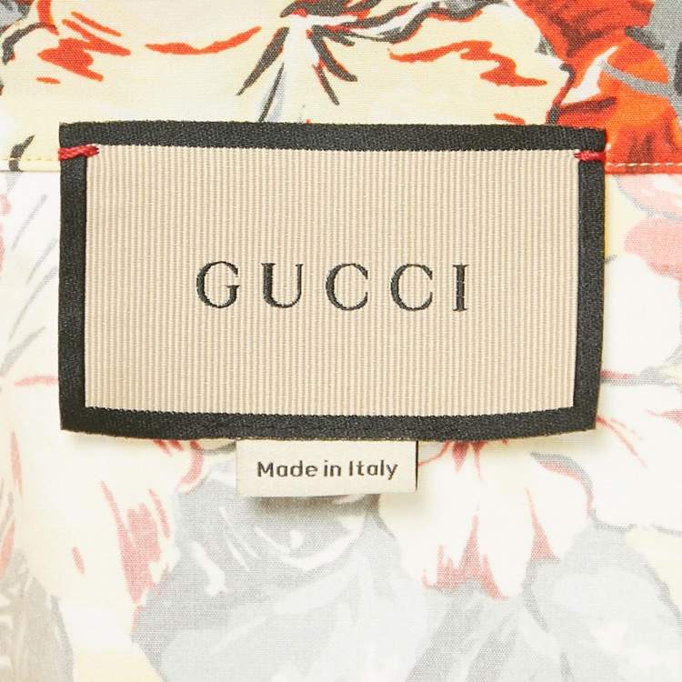 Pre Owned Gucci Yellow Printed Cotton Bowling Shirt S