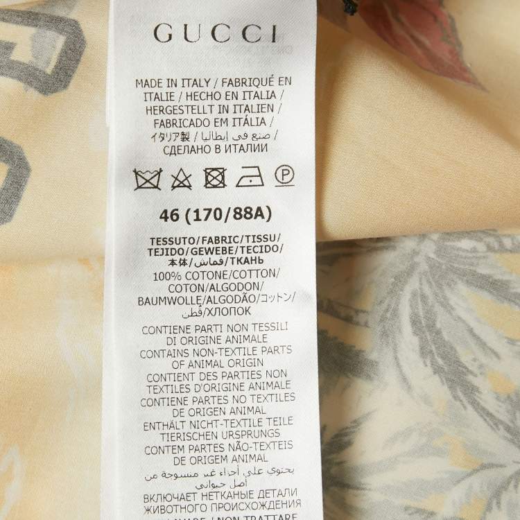 Pre Owned Gucci Yellow Printed Cotton Bowling Shirt S
