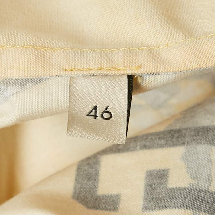 Pre Owned Gucci Yellow Printed Cotton Bowling Shirt S